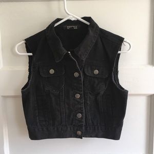 F21 Black Denim Vest